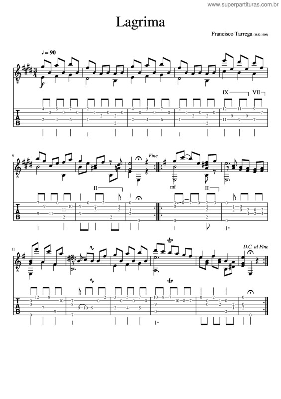 Partitura da música Lagrima v.12