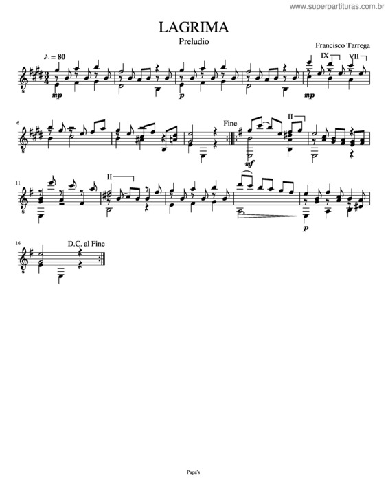 Partitura da música Lagrima v.13