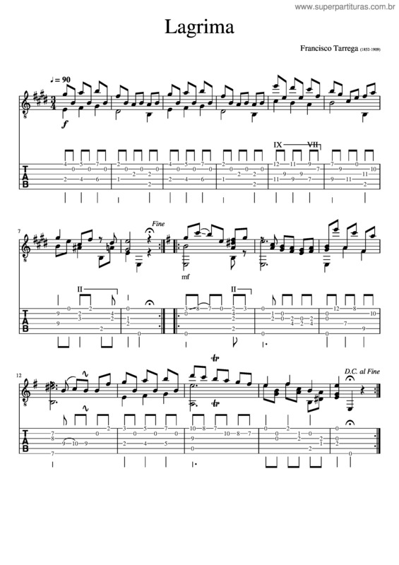 Partitura da música Lagrima v.15