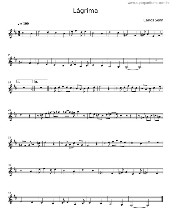 Partitura da música Lágrima v.17