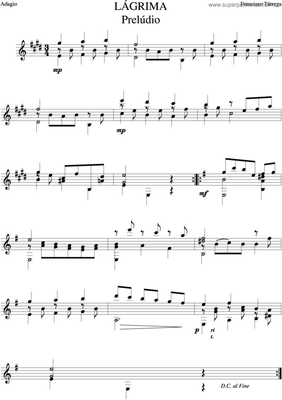 Partitura da música Lágrima v.3