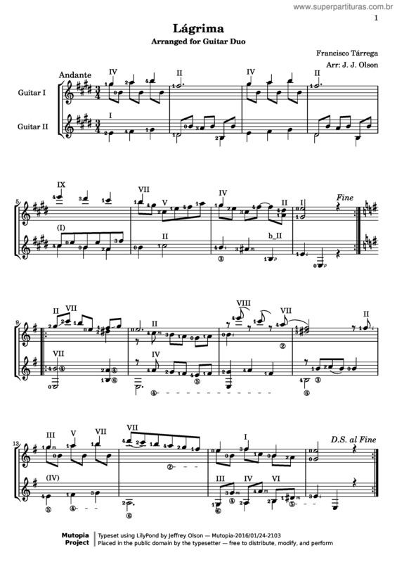 Partitura da música Lágrima v.5