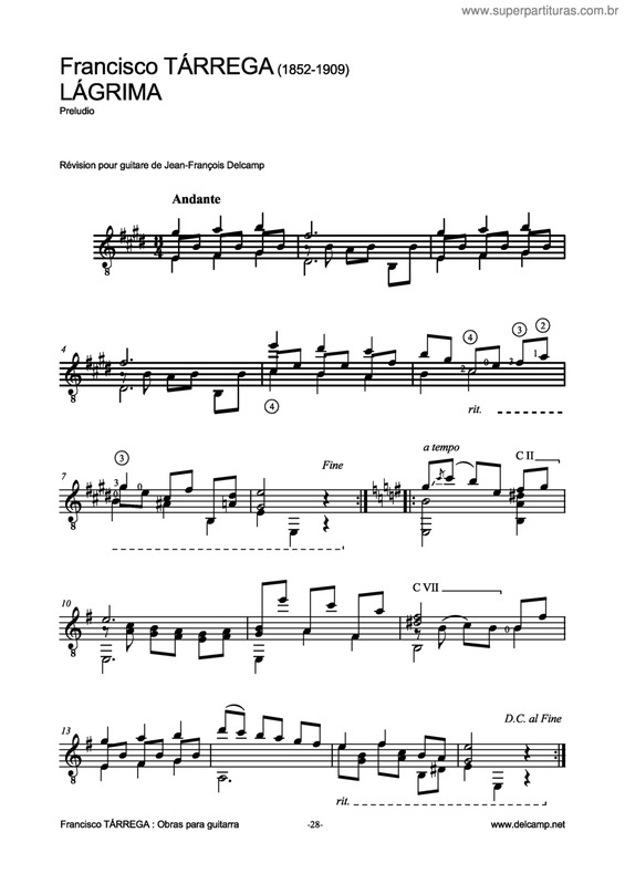 Partitura da música Lagrima v.6