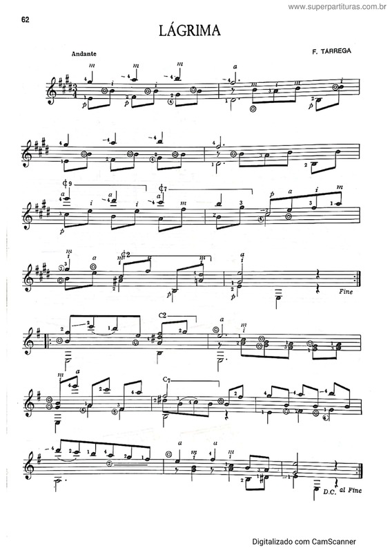 Partitura da música Lágrima v.8