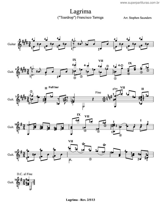 Partitura da música Lagrima v.9