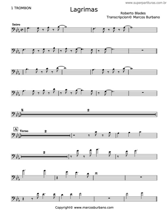Partitura da música Lágrimas – Roberto Blades