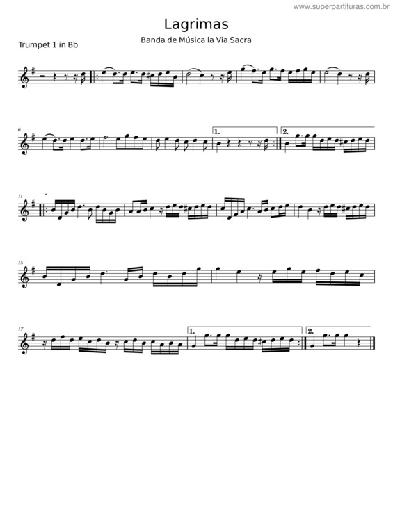 Partitura da música Lagrimas – Via Sacra