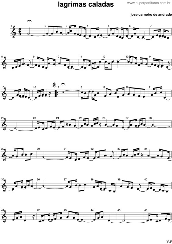 Partitura da música Lagrimas Caladas