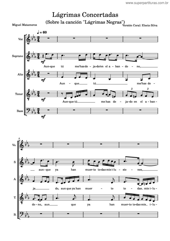 Partitura da música Lágrimas Concertadas