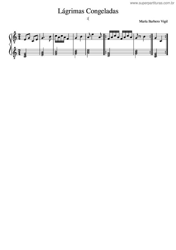 Partitura da música Lágrimas Congeladas