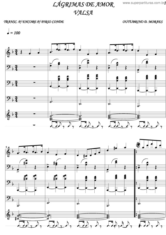 Partitura da música Lágrimas De Amor v.2