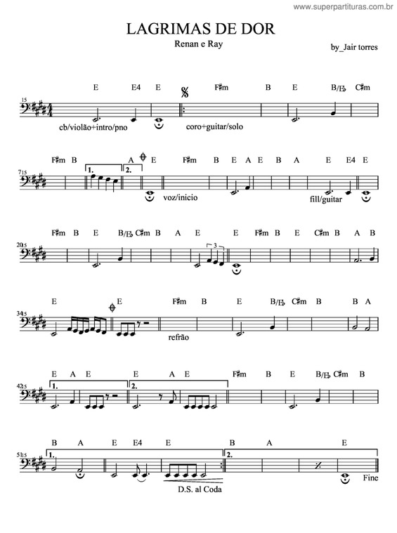 Partitura da música Lágrimas De Dor