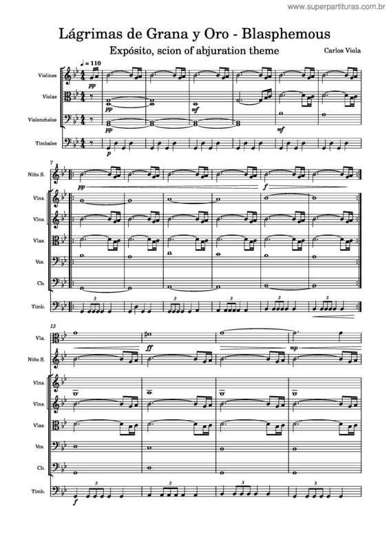 Partitura da música Lágrimas De Grana Y Oro – Blasphemous