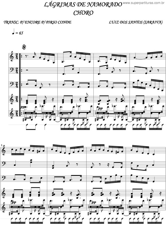 Partitura da música Lagrimas De Namorado