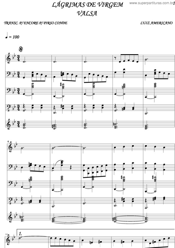 Partitura da música Lágrimas De Virgem v.3