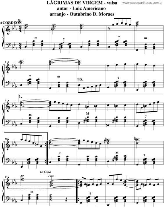 Partitura da música Lágrimas De Virgem v.4