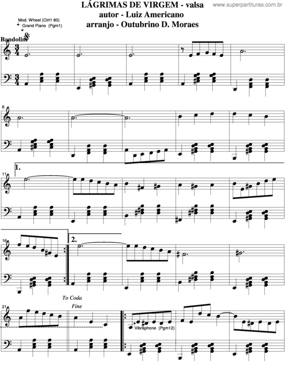 Partitura da música Lágrimas De Virgem v.6