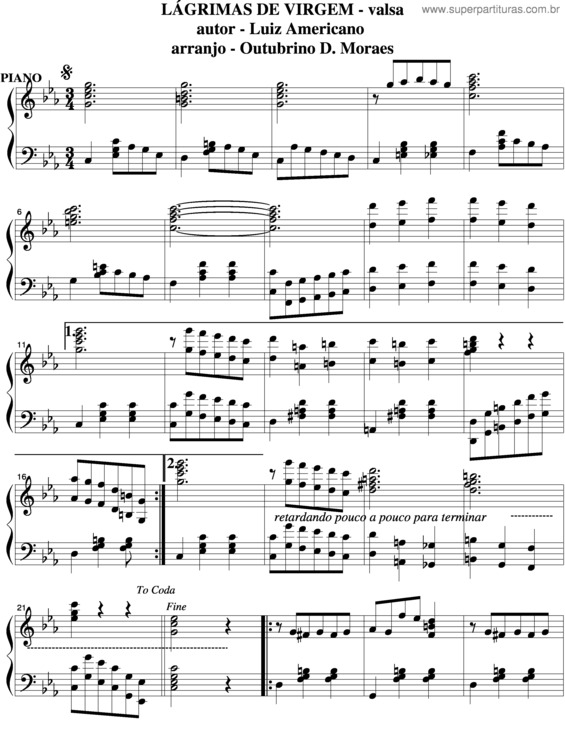 Partitura da música Lágrimas De Virgem v.7