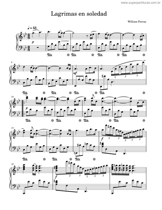 Partitura da música Lagrimas En Soledad – William Porras