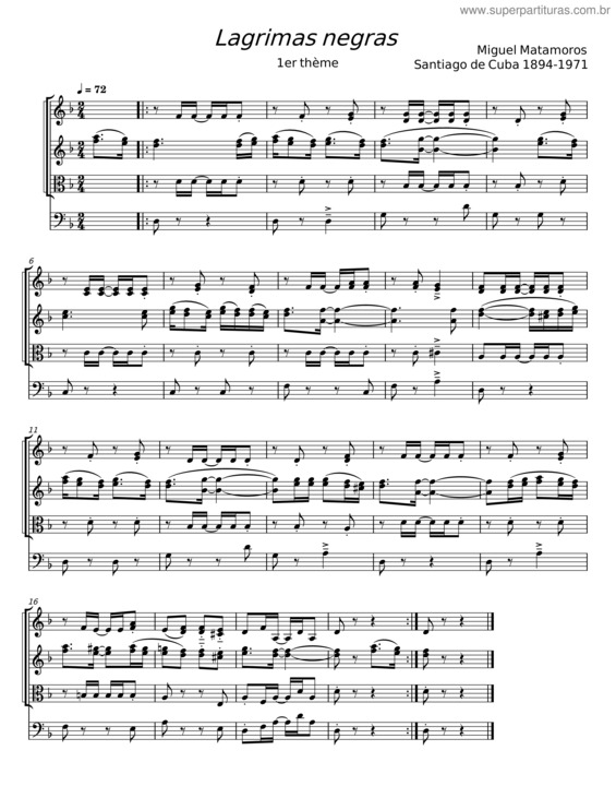 Partitura da música Lágrimas Negras – Miguel Matamoros v.6