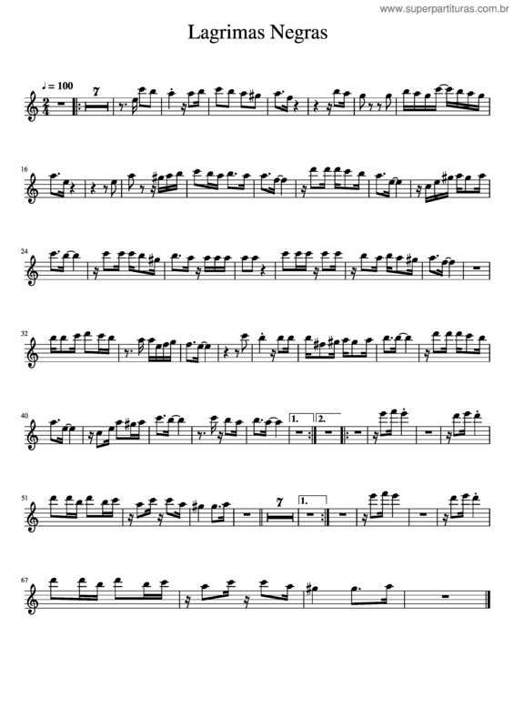 Partitura da música Lagrimas Negras v.4