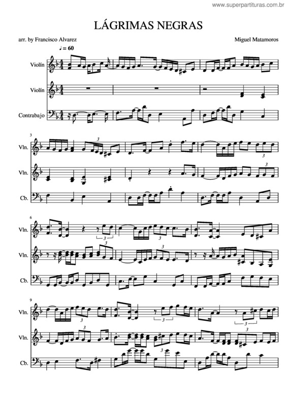 Partitura da música Lagrimas Negras