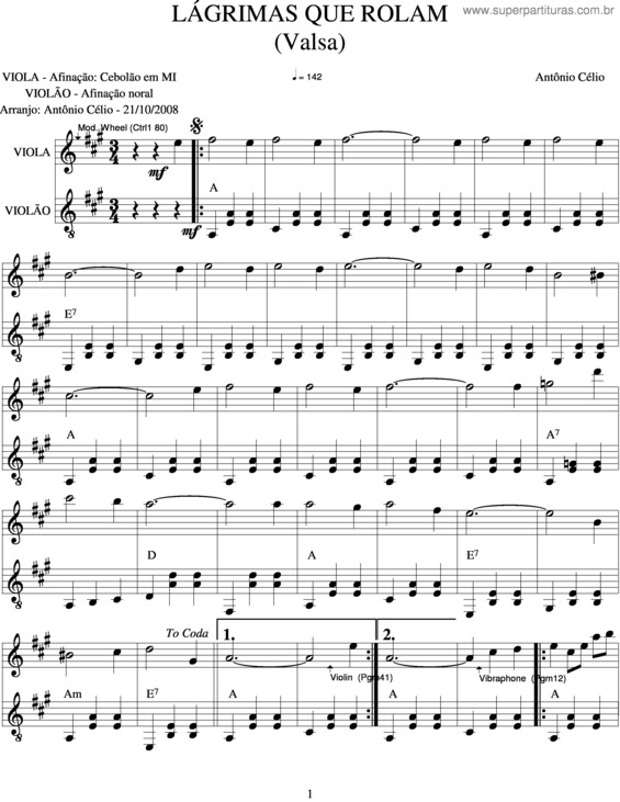 Partitura da música Lágrimas Que Rolam