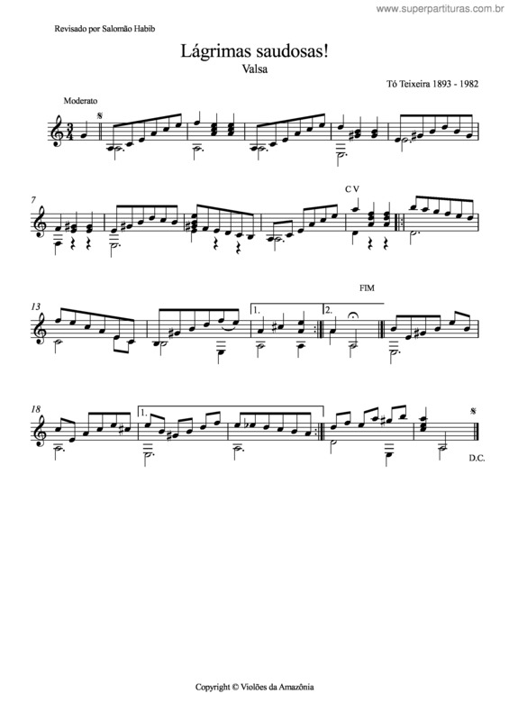 Partitura da música Lágrimas saudosas!