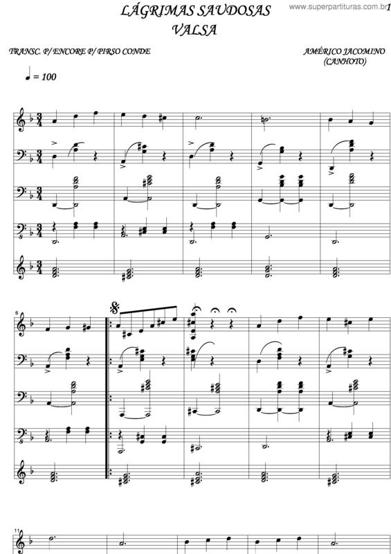 Partitura da música Lagrimas Saudosas v.2
