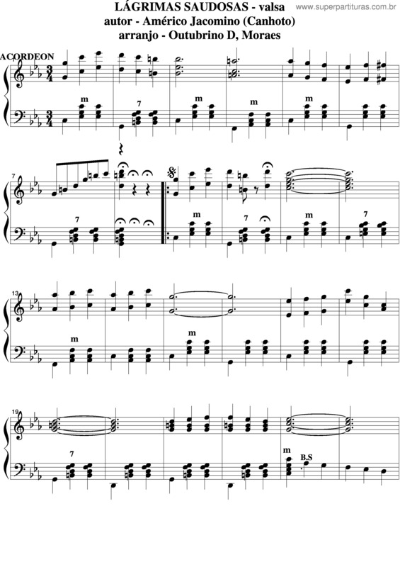 Partitura da música Lágrimas Saudosas v.3