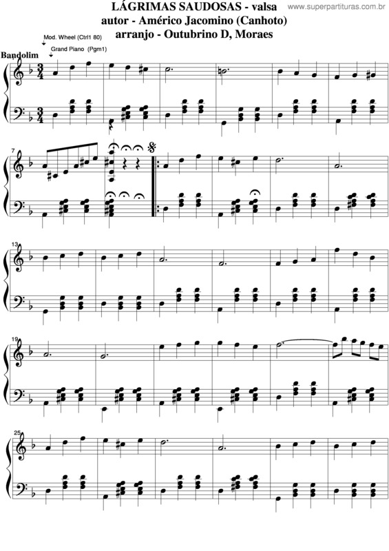 Partitura da música Lágrimas Saudosas v.5