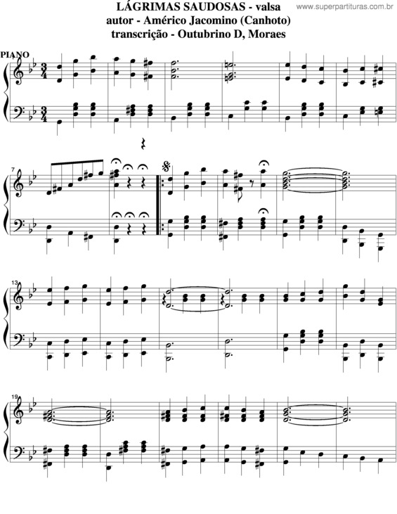 Partitura da música Lágrimas Saudosas v.6