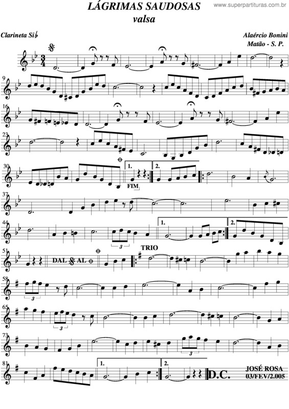 Partitura da música Lágrimas Saudosas