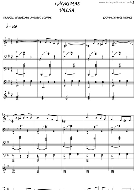 Partitura da música Lágrimas v.3