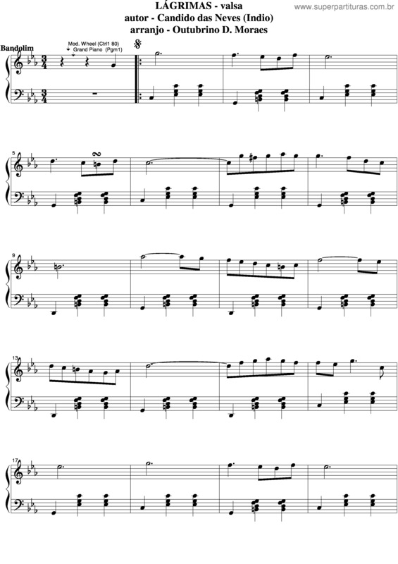 Partitura da música Lágrimas v.5