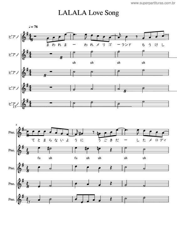 Partitura da música Lalala Love Song v.3