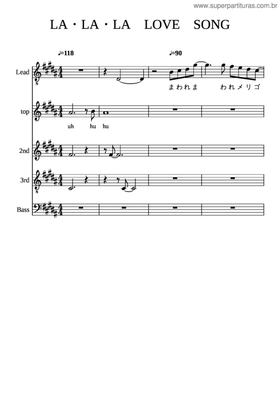 Partitura da música Lalala Love Song