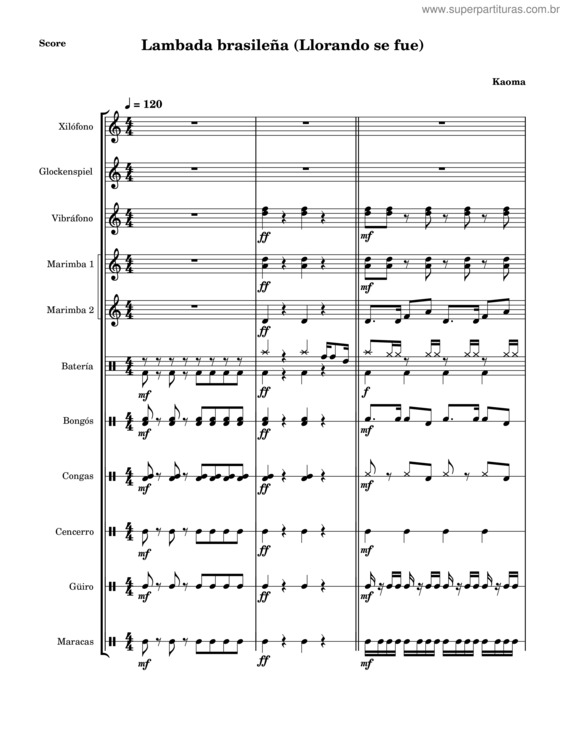 Partitura da música Lambada Brasileña Llorando Se Fue