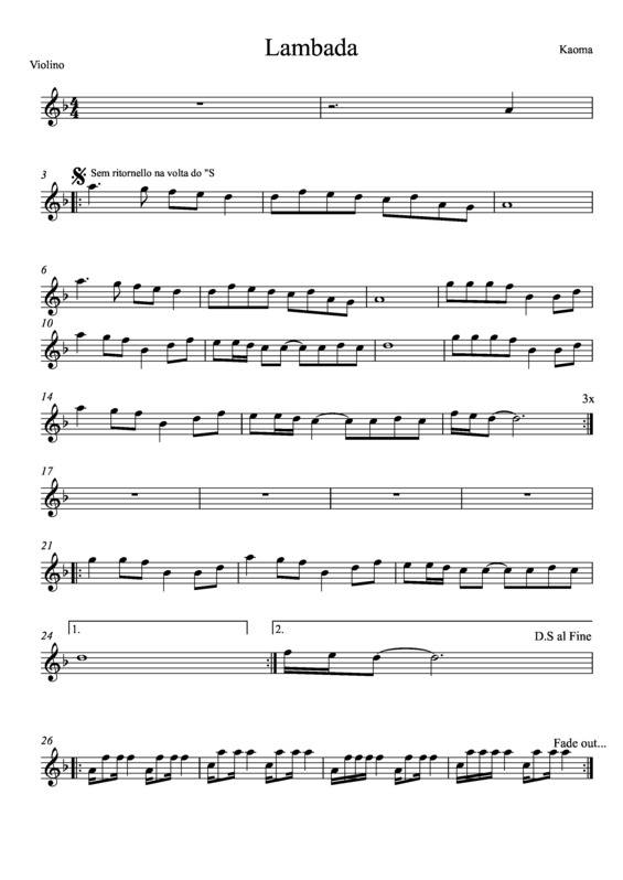 Partitura da música Lambada v.10