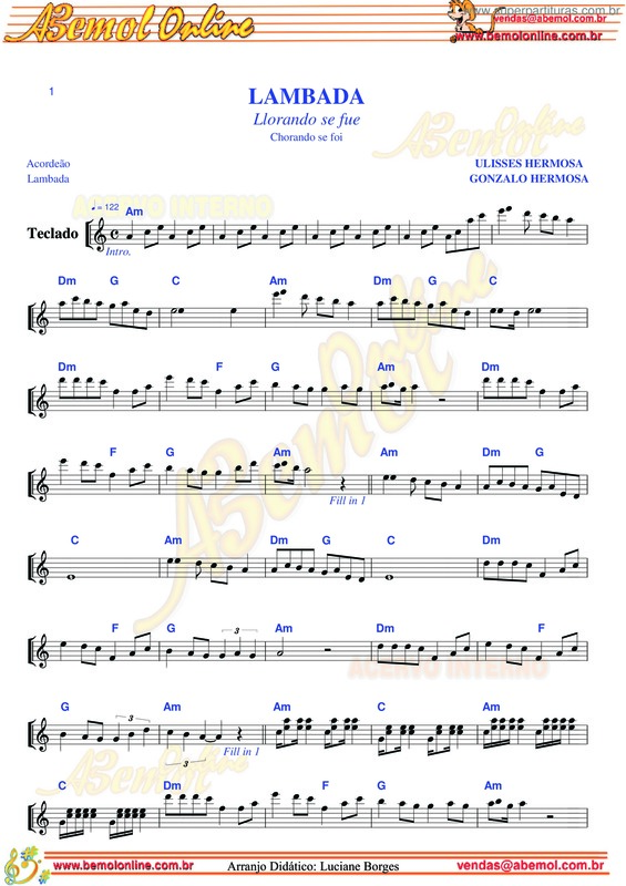 Partitura da música Lambada v.12