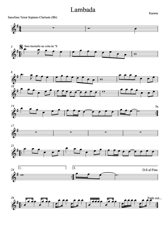 Partitura da música Lambada v.6