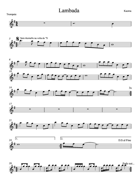 Partitura da música Lambada v.9