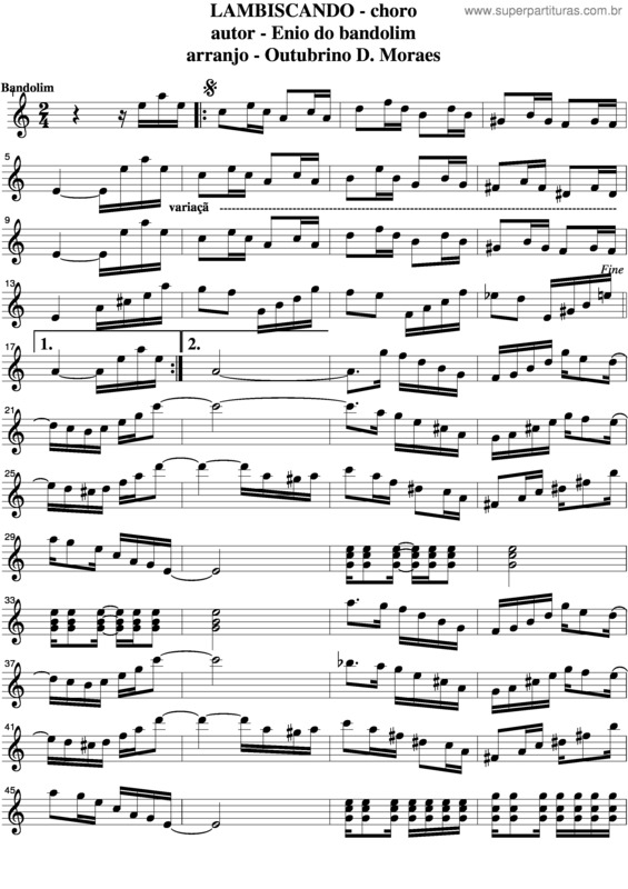 Partitura da música Lambiscando