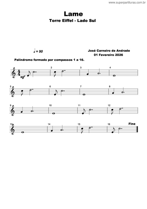 Partitura da música Lame