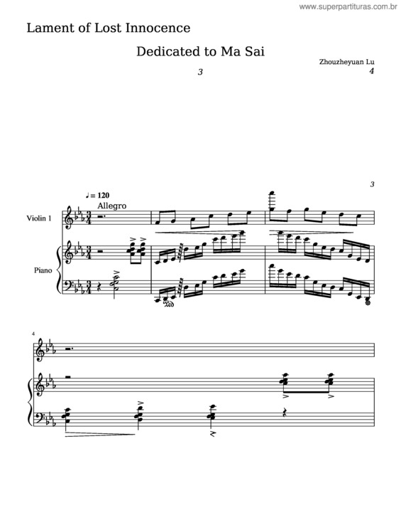 Partitura da música Lament Of Lost Innocence