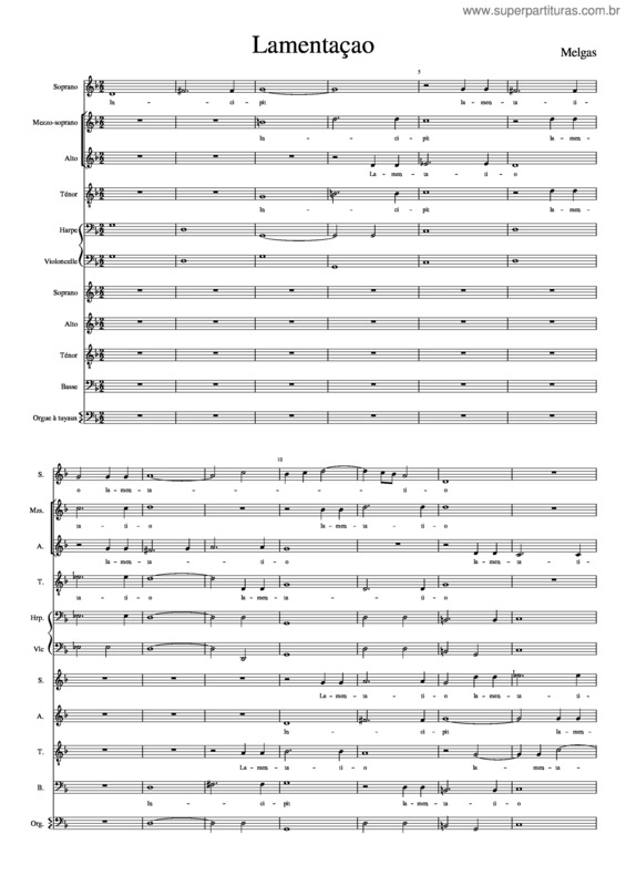 Partitura da música Lamentacao De Quinta Feira Sante