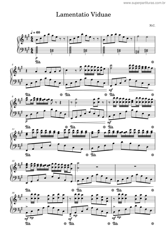 Partitura da música Lamentatio Viduae – Sine Tempore