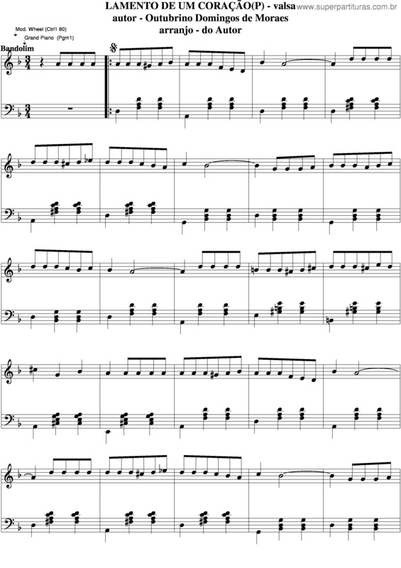 Partitura da música Lamento De Um Coração v.3