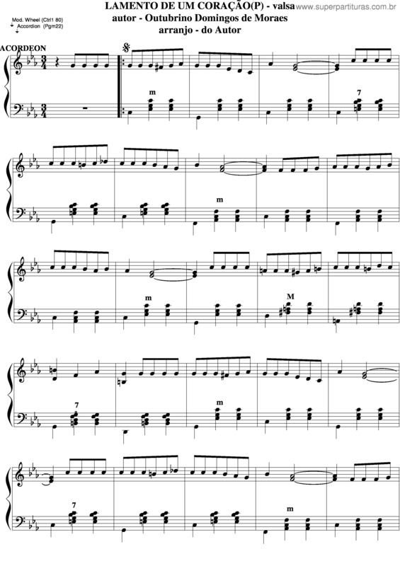 Partitura da música Lamento De Um Coração