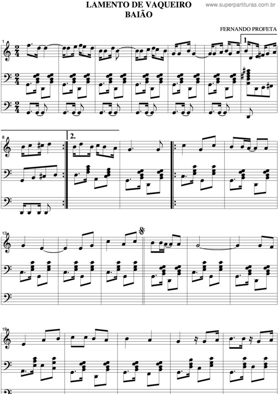 Partitura da música Lamento De Vaqueiro